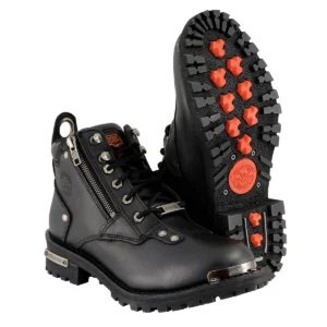 Bottes D'équitation (26-36), Bottes D'équitation À Bout Rond, Lacets + Fermeture Éclair Latérale, Tube Bas + Imperméable, Intérieur Confortable